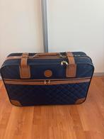 Koffer stof donkerblauw/camel 65x43x18 cm, Sieraden, Tassen en Uiterlijk, Koffers, Overige materialen, Gebruikt, 35 tot 45 cm