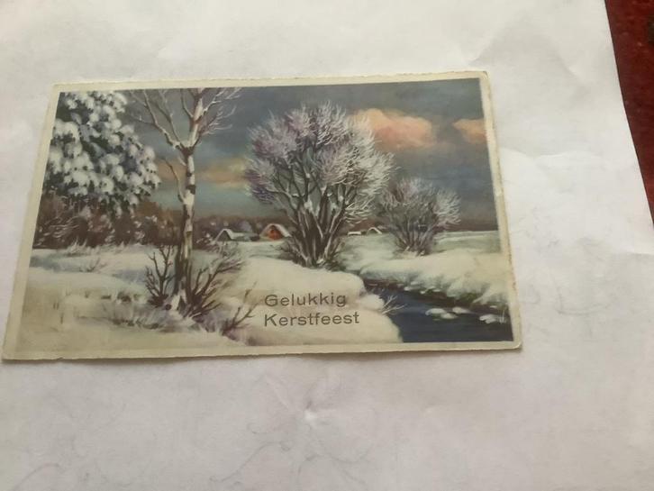 Oude Kerstkaart - Winterlandschap, Diversen, Kerst, Ophalen of Verzenden