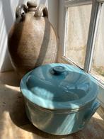 Brocante Franse aardewerk dekschaal/pan voor oven - lavendel, Ophalen of Verzenden