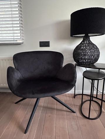 Lounge stoel fauteuil Gaia van Danform Velvet black -50% beschikbaar voor biedingen