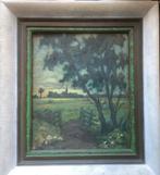 Landschap, weide, bomen, schilderij, kerk, Bijsterveld, oud, Ophalen of Verzenden