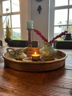 Goud dienblad met accessoires; kandelaren en kannetjes, Ophalen of Verzenden, Zo goed als nieuw, Overige materialen, Minder dan 25 cm