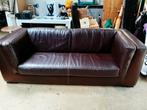 Prachtige bruine leren Creta zitbank., Ophalen, Gebruikt, 75 tot 100 cm, 200 tot 250 cm