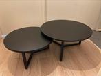 Zwarte eiken ronde salontafels, Rond, Ophalen of Verzenden, Zo goed als nieuw, 60 cm of meer