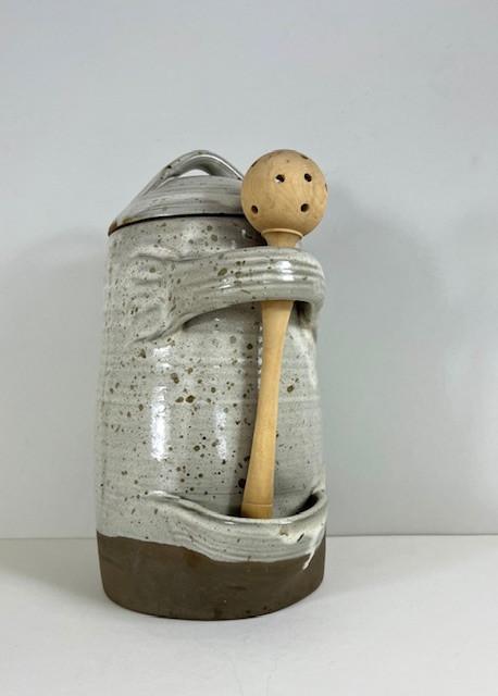 Ambachtelijke Franse olijven pot met deksel en lepelhouder, Antiek en Kunst, Antiek | Keukenbenodigdheden, Ophalen of Verzenden