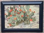 Cactussen in woenstijn. Sign. Olie/paneel. Ca '20/'40. 60/45, Ophalen