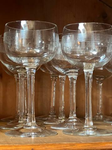 Antieke Kristallen Wijnglazen - 2 Sets van 8, prijs per 8 beschikbaar voor biedingen