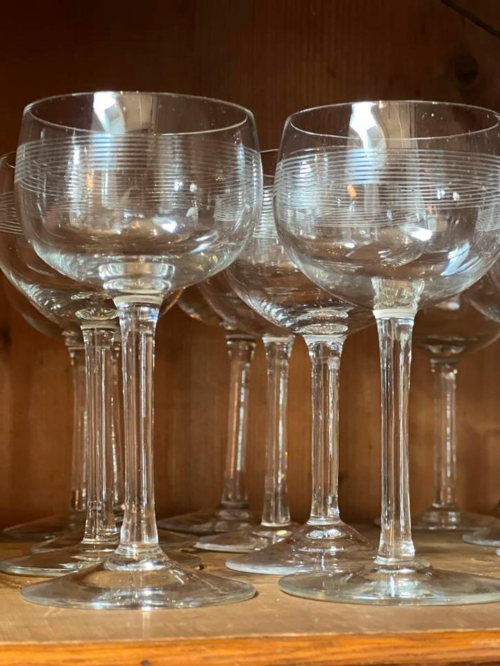 Antieke Kristallen Wijnglazen - 2 Sets van 8, prijs per 8, Antiek en Kunst, Antiek | Glas en Kristal, Ophalen of Verzenden