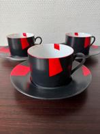 3 Vintage Memphis Stijl Taitu Kop en Schotels San Marco 1985, Gebruikt, Ophalen of Verzenden, Overige stijlen, Kop(pen) en/of Schotel(s)