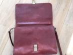 vintage leren aktetas, Sieraden, Tassen en Uiterlijk, Tassen | Schoudertassen, Overige merken, Gebruikt, Bruin, Ophalen of Verzenden