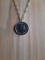 Juliana Kwartje aan Fijn gevlochten Ketting, Sieraden, Tassen en Uiterlijk, Ophalen of Verzenden, Zo goed als nieuw, Zilver, Overige materialen