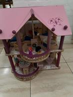 Prachtig roze poppenhuis met meubels en poppetjes, Ophalen, Gebruikt, Poppenhuis