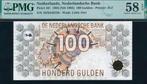Zeldzame 100 gulden 1992 steenuil PMG 58 (a UNC), Ophalen of Verzenden, 100 gulden