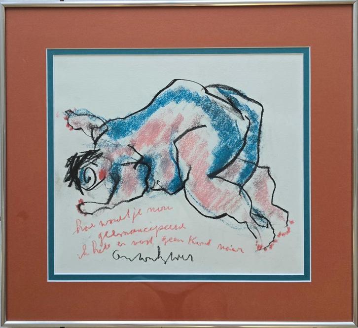 Anton Heijboer pastel tekening, Antiek en Kunst, Kunst | Litho's en Zeefdrukken, Ophalen