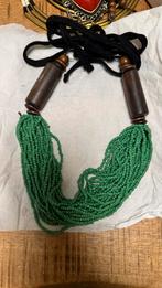 Groene kralen ketting met houten details, Overige materialen, Verstelbaar, Ophalen of Verzenden, Zo goed als nieuw