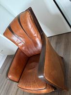 Fauteuil buffel leder bruin met donkerbruin inzet stukken, Huis en Inrichting, Fauteuils, Gebruikt, Minder dan 75 cm, Leer, Ophalen of Verzenden