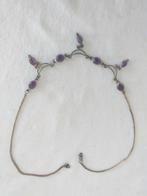 Zilveren ketting met amethyst hangertjes, Ophalen of Verzenden, Zo goed als nieuw, Paars, Zilver
