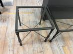 salontafelset van 2, metalen frame en glazen blad €195, Ophalen, 100 tot 150 cm, 50 tot 100 cm, Zo goed als nieuw