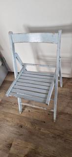 twee leuke vintage houten klapstoeltjes, Huis en Inrichting, Stoelen, Ophalen, Gebruikt, Twee, Blauw