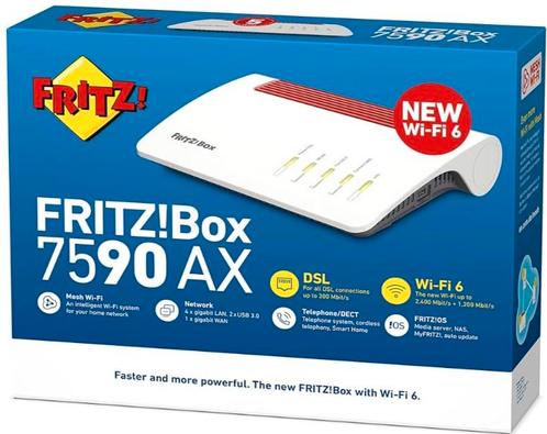 Fritzbox 7590 AX - Nieuw in doos!, Computers en Software, Routers en Modems, Nieuw, Router met modem, Ophalen