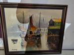 Schilderij P.T. Wong - Boten op Zee, Antiek en Kunst, Kunst | Schilderijen | Klassiek, Ophalen of Verzenden