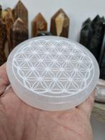 Seleniet schijf, flower of life gravering, Ophalen of Verzenden, Mineraal