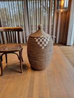 Afrikaanse bruine zeegras mand handgemaakt in Senegal, Ophalen of Verzenden, Nieuw, Rond, Riet