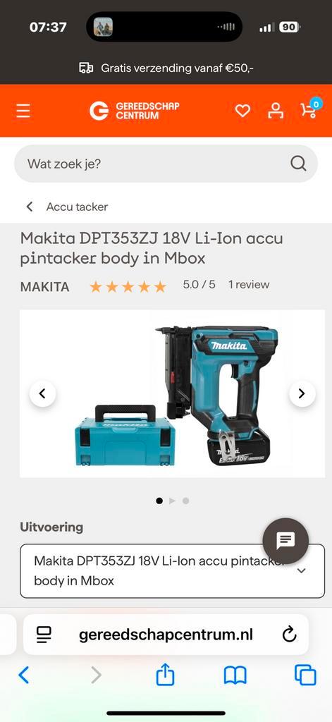 Makita afwerk tacker body in M-box, Doe-het-zelf en Verbouw, Gereedschap | Boormachines, Nieuw, 600 watt of meer, Ophalen of Verzenden