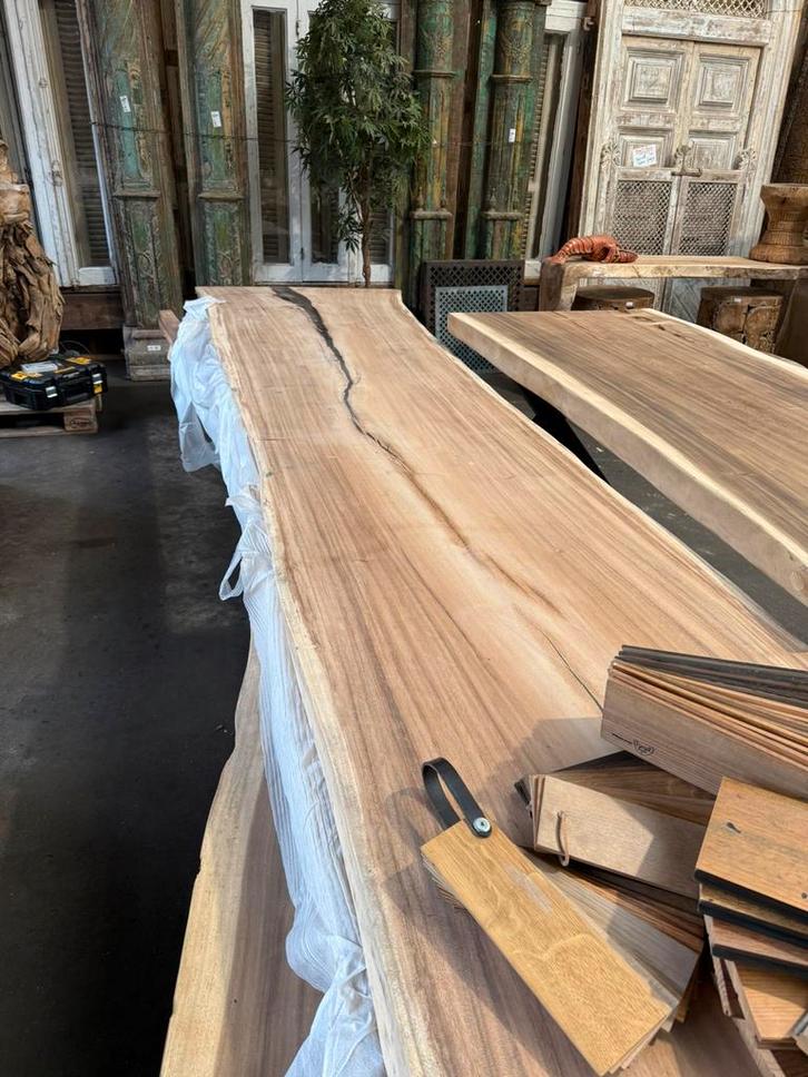 Boomstamtafels eettafels Suar diverse soorten en maten!!, Huis en Inrichting, Tafels | Eettafels, Nieuw, 200 cm of meer, Vijf personen of meer