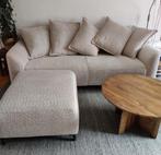 Beige zitbank met hocker zo goed als nieuw, Huis en Inrichting, Ophalen, Zo goed als nieuw, 75 tot 100 cm, Stof