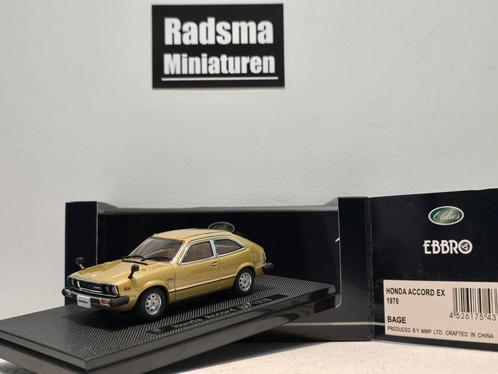 Honda accord EX 1976 Gold - 1:43 Ebbro, Hobby en Vrije tijd, Modelauto's | 1:43, Nieuw, Auto, Ophalen of Verzenden