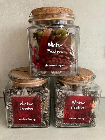 3 glazen geurpotten festive samen beschikbaar voor biedingen