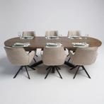 Ovale tafel zand – met metalen matrix poot - topkwaliteit, Info@inrichtingopmaat.nl, 100 tot 150 cm, Verzenden, Inrichting op maat