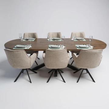 Ovale tafel zand – met metalen matrix poot - topkwaliteit beschikbaar voor biedingen