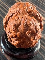 Antieke Chinese walnoot met handgekerfde buddha’s!, Antiek en Kunst, Ophalen of Verzenden