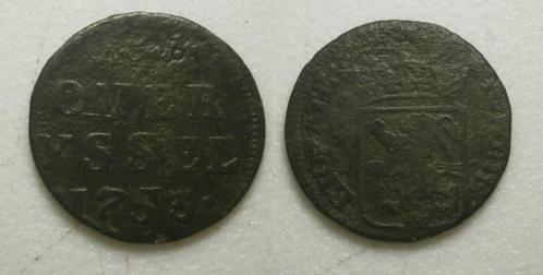 Overijssel Duit 1753, Postzegels en Munten, Munten | Nederland, Losse munt, 1 cent, Vóór koninkrijk, Ophalen of Verzenden