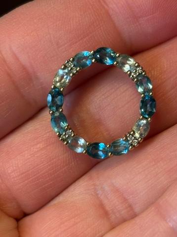 Mooie 9kt gouden ketting hanger met topaaz & diamanten beschikbaar voor biedingen