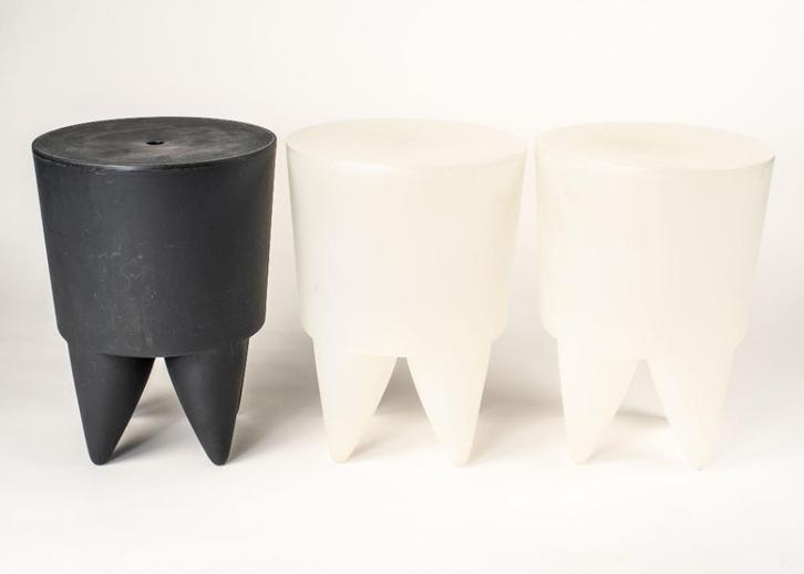 3 x Bubu-kruk - Gray / Transparant White - Philippe Starck, Huis en Inrichting, Krukjes, Gebruikt, Kunststof, Ophalen of Verzenden