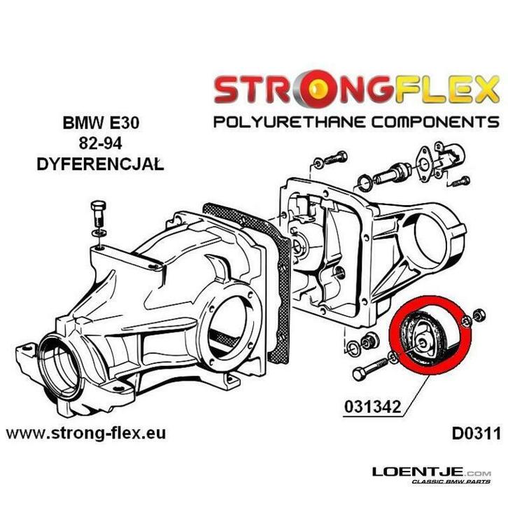 Strongflex e30 e36 Z3 differentieel ophang rubber, Auto-onderdelen, Transmissie en Toebehoren, BMW, Nieuw, Ophalen of Verzenden