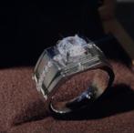 Stoere sterling zilveren heren ring met zirkonia, Nieuw, 20 of groter, Met edelsteen, Heer