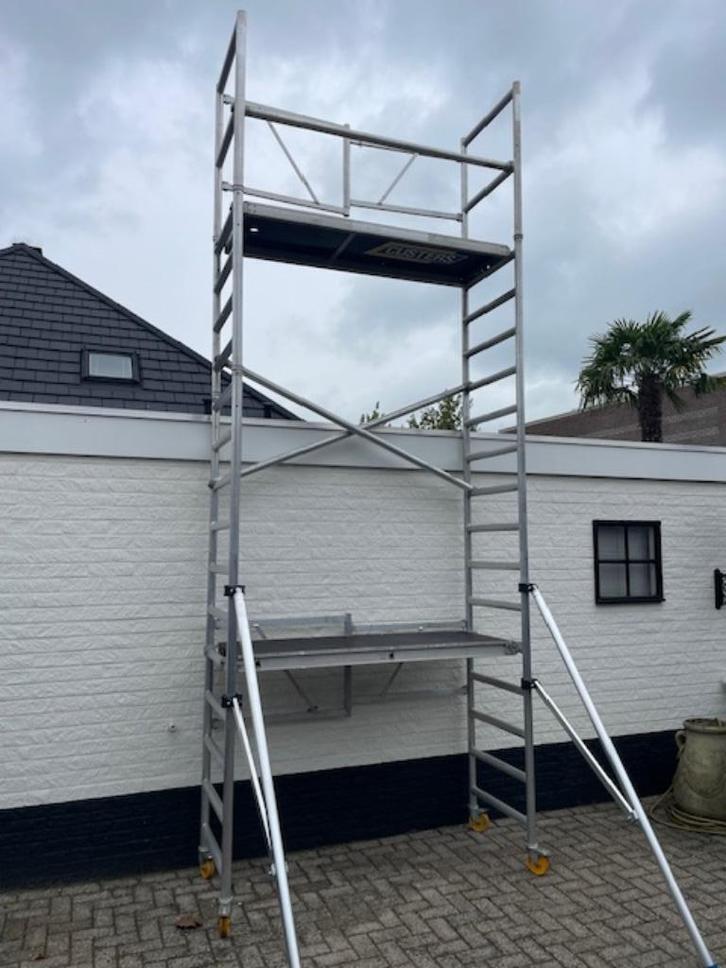 aluminium rolsteiger smal model wh +-6mtr in topstaat, Doe-het-zelf en Verbouw, Steigers, Zo goed als nieuw, Rolsteiger of Kamersteiger