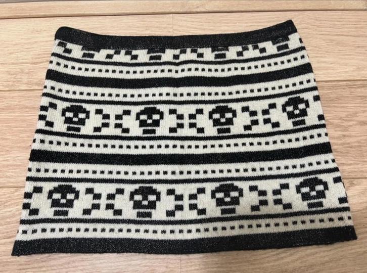 Relish wol minirok met skulls, Kleding | Dames, Rokken, Nieuw, Maat 38/40 (M), Zwart, Boven de knie, Verzenden