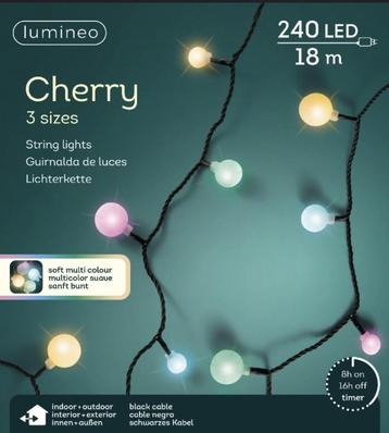 Lumineo Led Cherry Lights 18 meter 240 lampjes Multi color beschikbaar voor biedingen