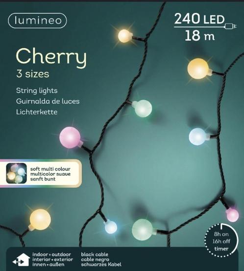 Lumineo Led Cherry Lights 18 meter 240 lampjes Multi color, Tuin en Terras, Buitenverlichting, Nieuw, Overige typen, Kunststof