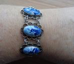 zilveren antieke armband met Delfts blauwe stenen [348], Zo goed als nieuw, Zilver, Zilver, Verzenden