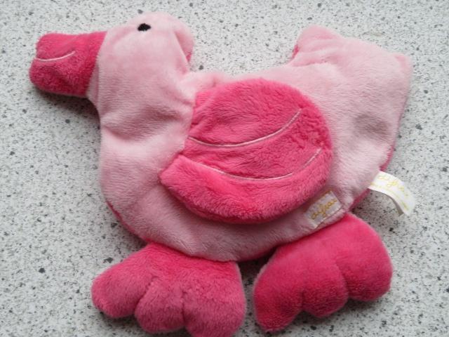 Zacht velours 2 kleurig roze velours eend van Difrax, Kinderen en Baby's, Speelgoed | Knuffels en Pluche, Zo goed als nieuw, Eend