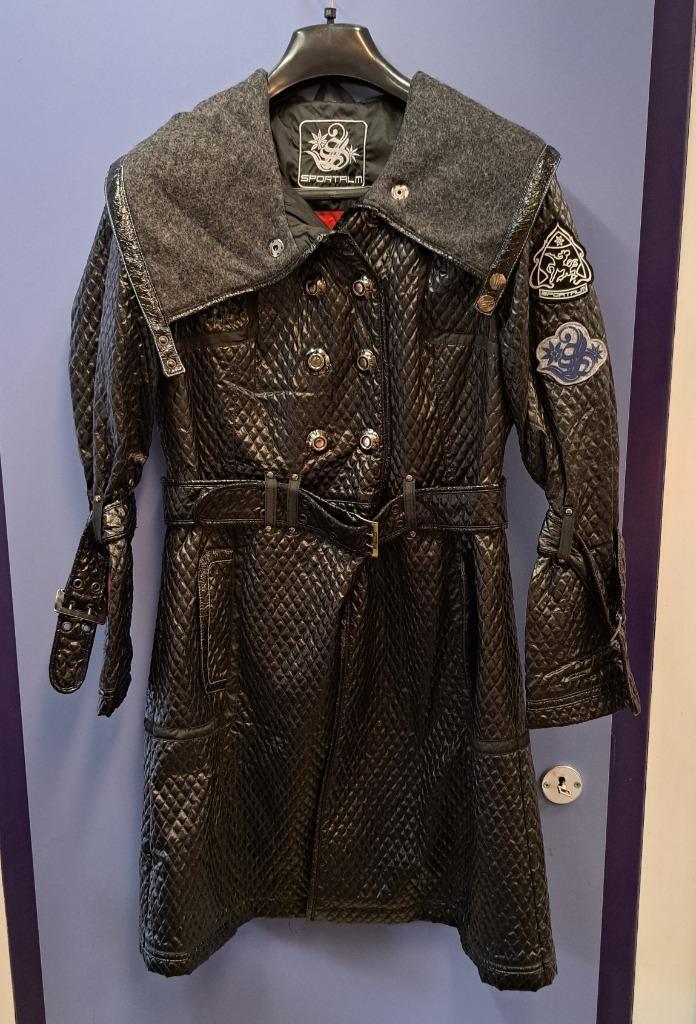 Sportalm zwart voelbaar patroon mantel jas Arlene 42 47040, Kleding | Dames, Jassen | Winter, Zo goed als nieuw, Maat 42/44 (L)