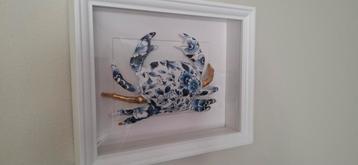 Verdiepte lijst met krab in Delfts Blauw motief  beschikbaar voor biedingen