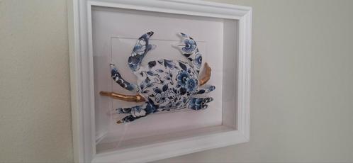 Verdiepte lijst met krab in Delfts Blauw motief, Huis en Inrichting, Woonaccessoires | Schilderijen, Tekeningen en Foto's, Nieuw