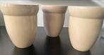 Set van 3 beige bloempotten, Ophalen, Zo goed als nieuw
